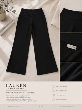 Lauren Ralph Lauren Black Wide-Leg Pull-On Joggers